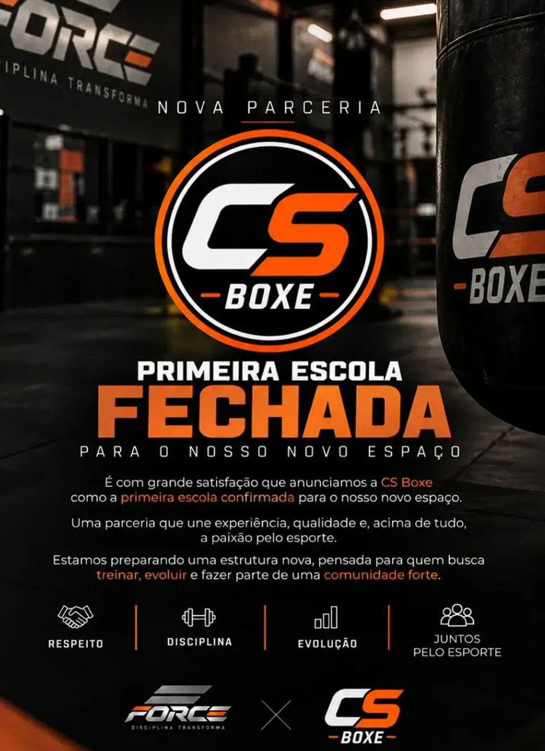 Anúncio original CS Boxe, primeira escola confirmada para o novo espaço FORCE