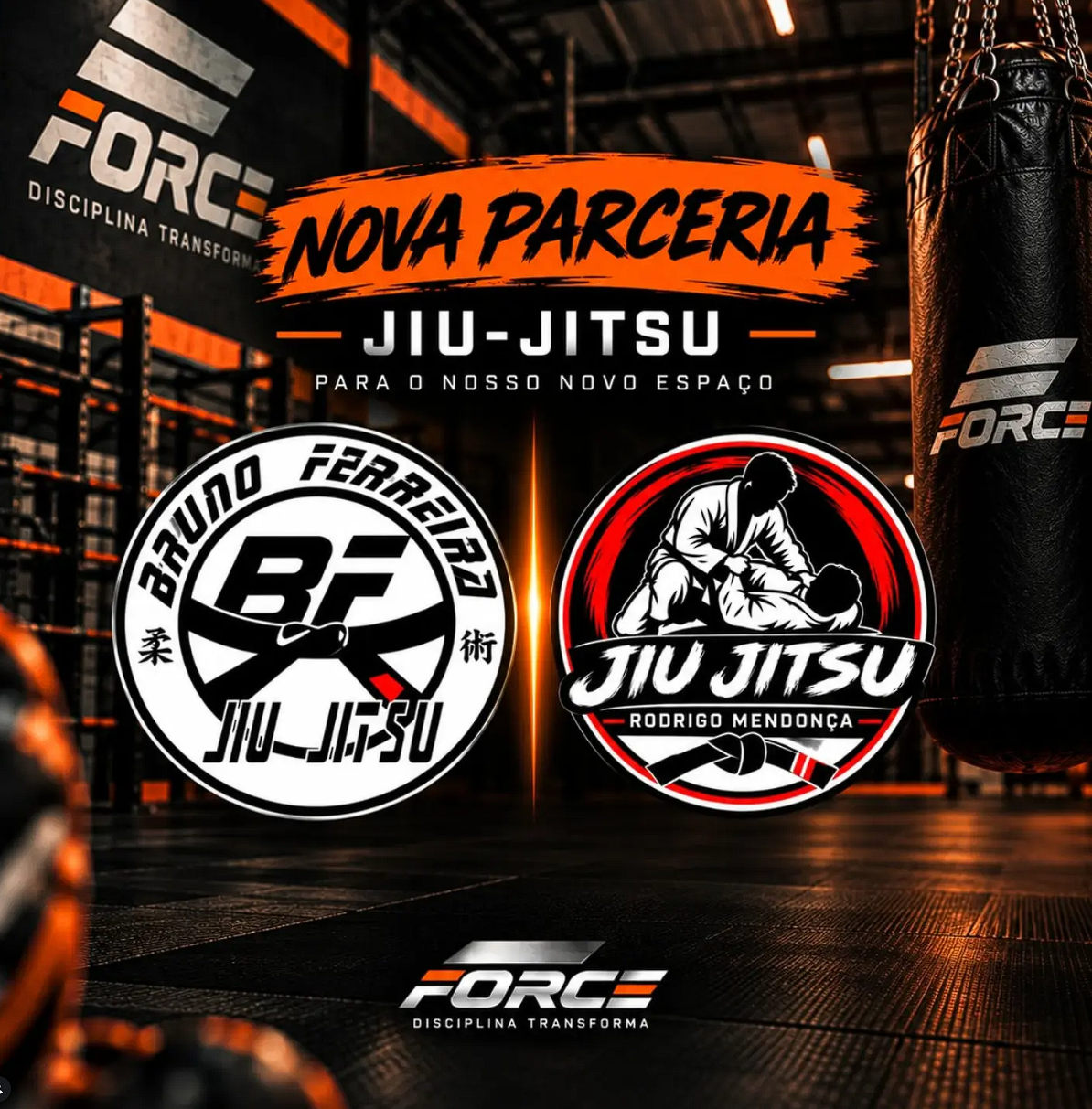 Anúncio FORCE Jiu-jitsu com os logos originais Bruno Ferreira e Rodrigo Mendonça